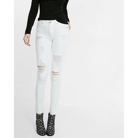 ✨Distressed Black Mid Rise Jean Legging✨ - Picture 2 of 6